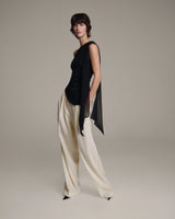 One Shoulder Chiffon Top - Black