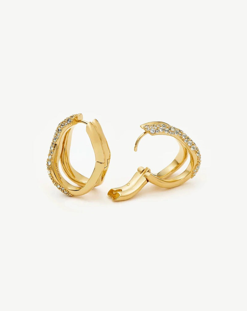 Molten Snow Double Medium Hoop Earrings