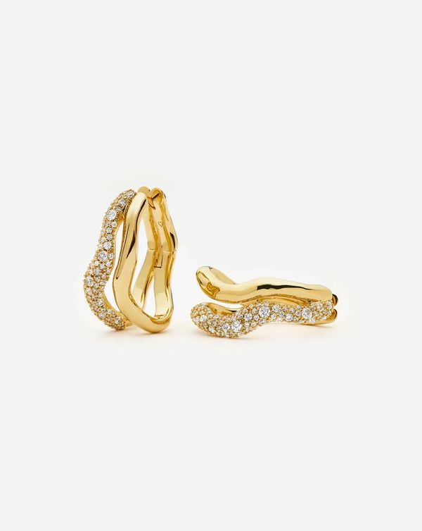 Molten Snow Double Medium Hoop Earrings