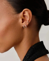 Molten Snow Fine Diamond Double Hoop Earrings