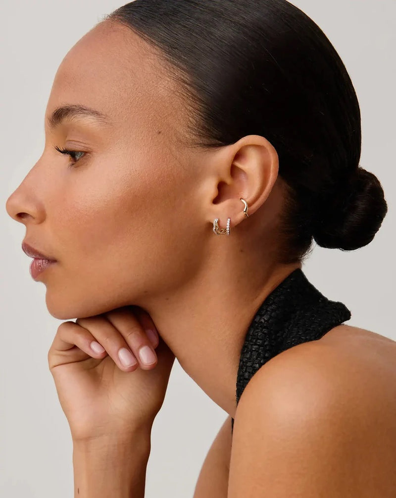 Molten Snow Fine Diamond Double Hoop Earrings