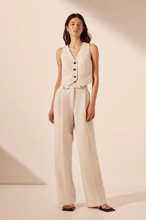 Irena Tailored Fitted Vest - Bone