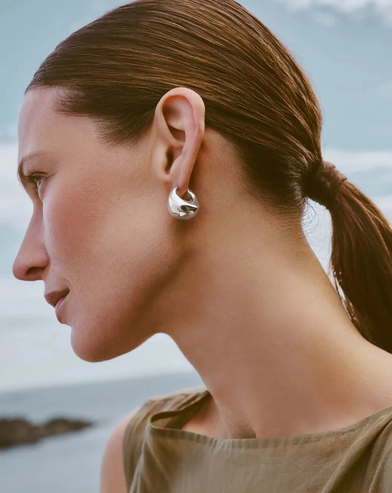 Sculptural Chubby Dome Medium Hoop Earrings