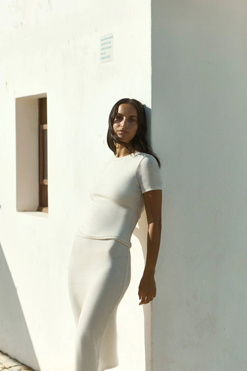 Knit Midi Skirt - Natural