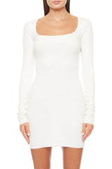 Square Neck Mini Dress - Cream