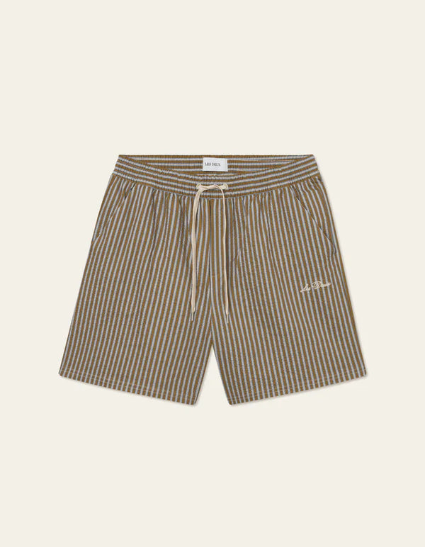 Stan Stripe Seersucker Swim Shorts - Plant Green