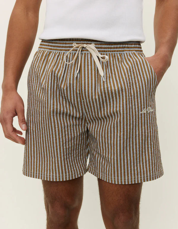 Stan Stripe Seersucker Swim Shorts - Plant Green