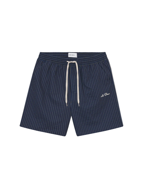 Stan Stripe Seersucker Swim Shorts - Dark Navy