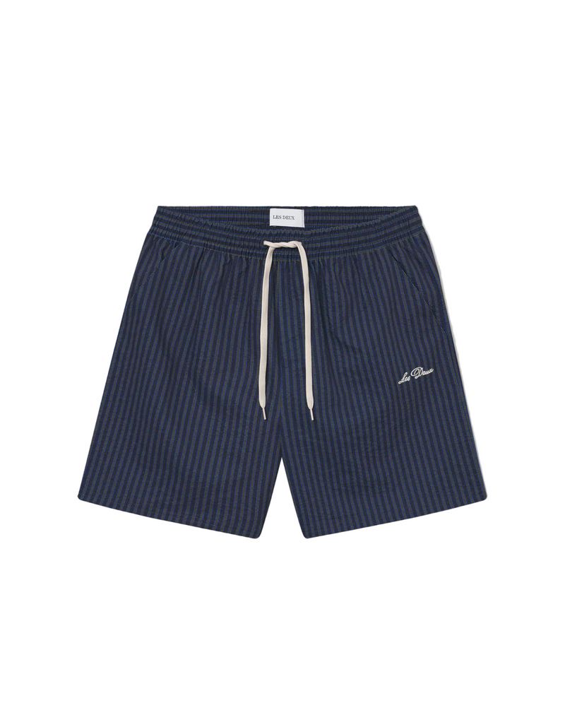 Stan Stripe Seersucker Swim Shorts - Dark Navy