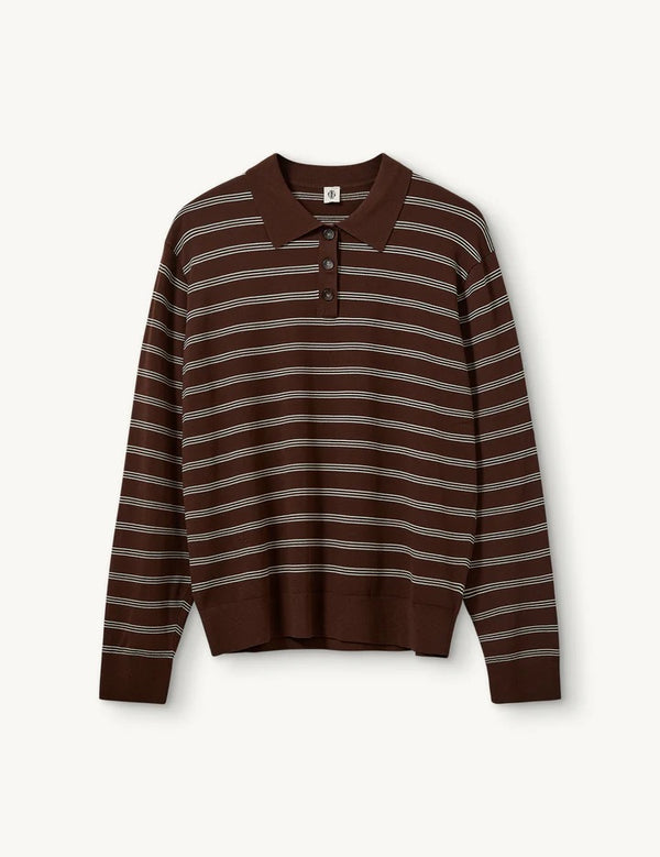 Madison Polo - Espresso/Ecru Stripes