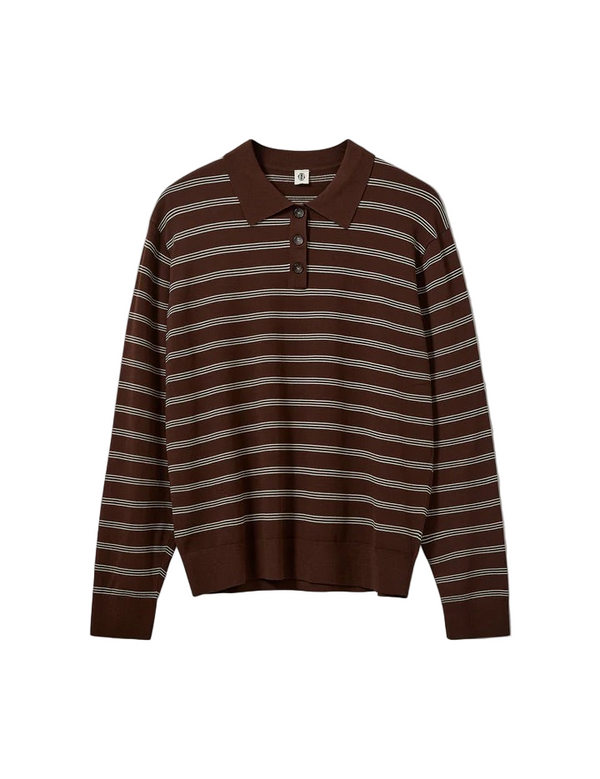 Madison Polo - Espresso/Ecru Stripes