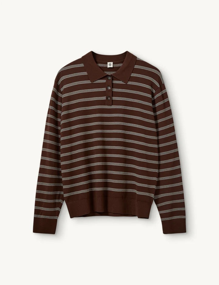 Madison Polo - Espresso/Ecru Stripes