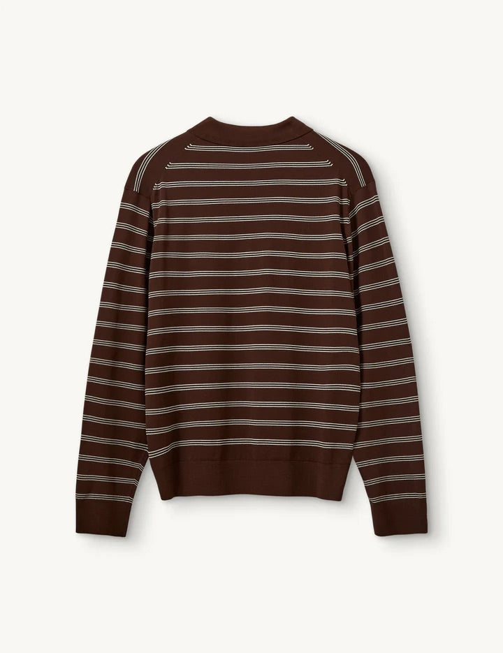 Madison Polo - Espresso/Ecru Stripes