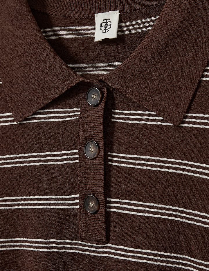 Madison Polo - Espresso/Ecru Stripes