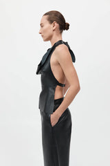 Leather Tie Top - Black