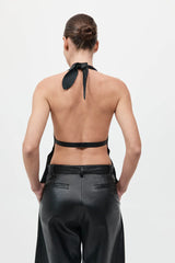 Leather Tie Top - Black