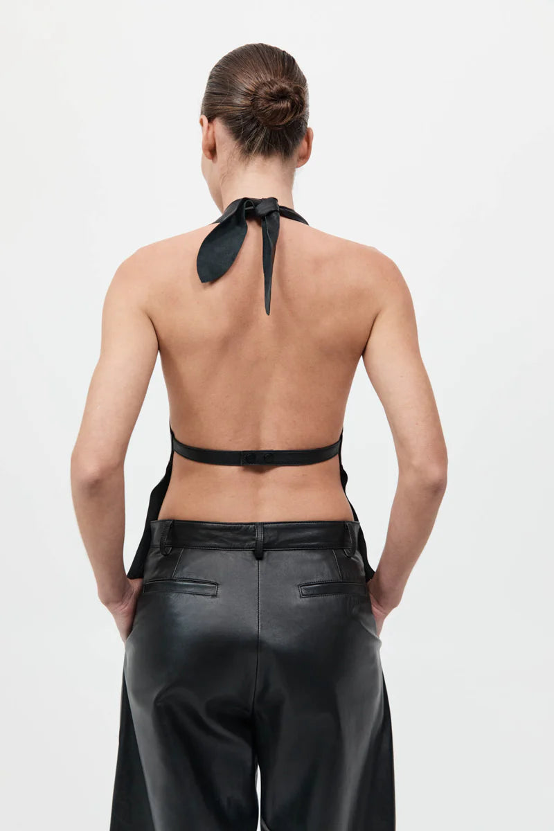 Leather Tie Top - Black