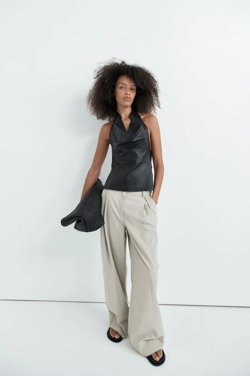 Leather Tie Top - Black