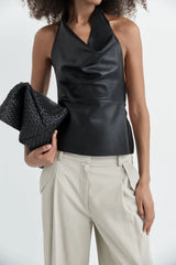 Leather Tie Top - Black