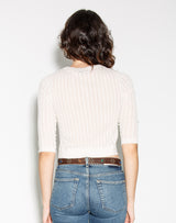 The Veil Pointelle Cardigan - Ivory - BLVD