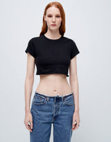 Cropped 60's Slim Tee - Flat Black - BLVD