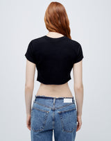 Cropped 60's Slim Tee - Flat Black - BLVD