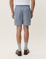 Stan Stripe Seersucker Swim Shorts - Dark Denim Blue - BLVD