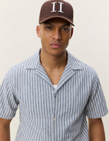 Stripe Cotton-Linen SS Shirt - Dark Denim - BLVD