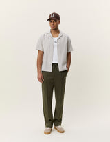 Stripe Cotton-Linen SS Shirt - Dark Sand - BLVD