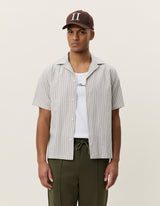 Stripe Cotton-Linen SS Shirt - Dark Sand - BLVD