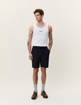 Drawstring Linen Shorts - Black - BLVD
