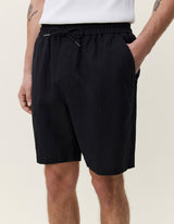 Drawstring Linen Shorts - Black - BLVD