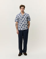 Dahlia Jacquard SS Shirt - Dark Denim - BLVD