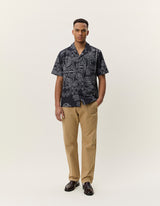 Palm AOP SS Shirt - Black - BLVD