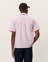 Lukas Stripe Cotton Linen SS Shirt - Crocus Pink - BLVD