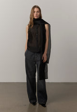 Royal Silk Blouse - Black - BLVD