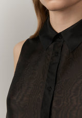 Royal Silk Blouse - Black - BLVD