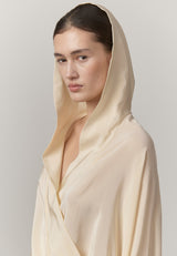 Sisi Silk Hooded Blouse - Off White - BLVD