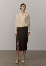 Sisi Silk Hooded Blouse - Off White - BLVD