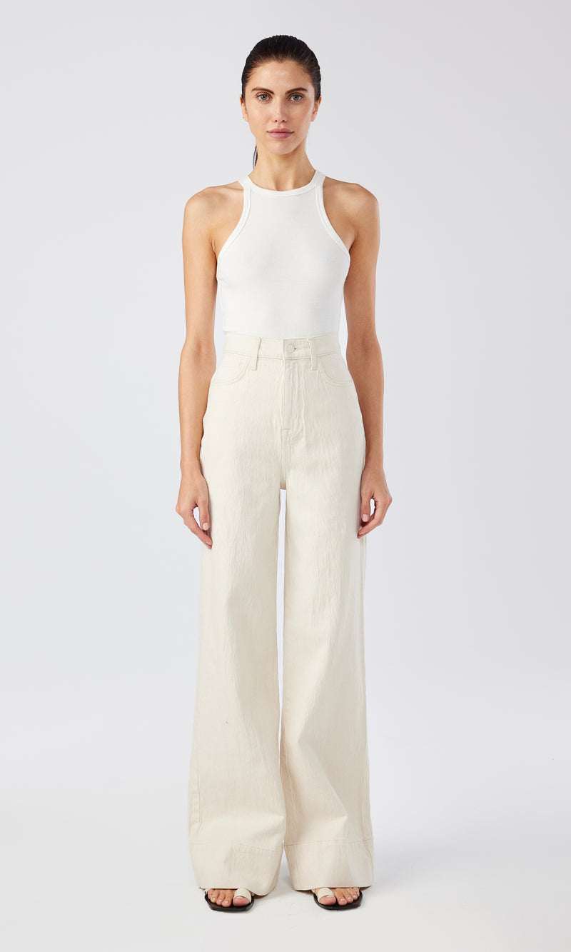 Ms. Onassis V-High Rise Wide Leg - Off-White