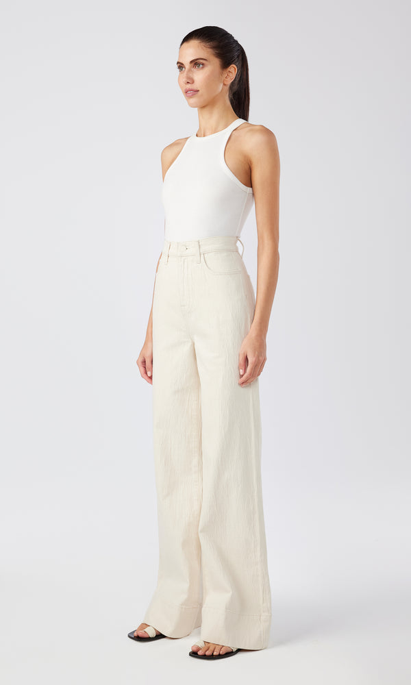 Ms. Onassis V-High Rise Wide Leg - Off-White