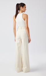 Ms. Onassis V-High Rise Wide Leg - Off-White