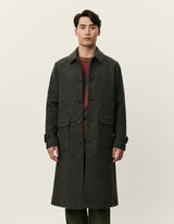 Maximilian Herringbone Coat - Black