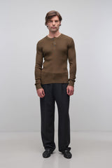 Hezekiah Classic Henley - Dark Olive - BLVD