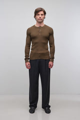 Hezekiah Classic Henley - Dark Olive - BLVD