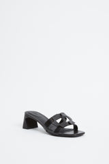 Monogram Block Heel - Black