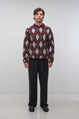 Callum Cashmere Argyle Polo - Fig Multi - BLVD