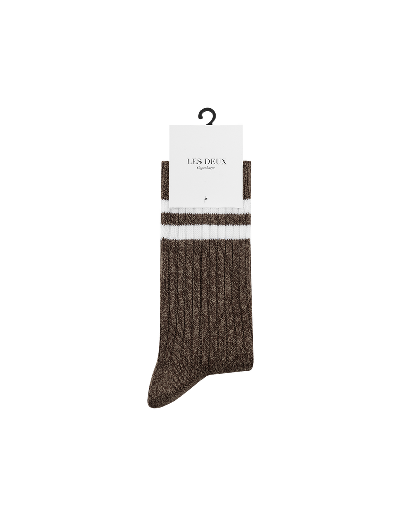 Striped Melange Socks - Brown