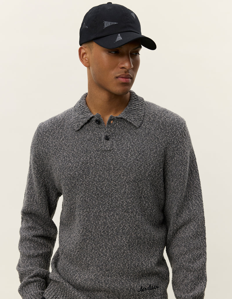 Billy Mouliné Knitted Polo - Grey