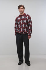 Callum Cashmere Argyle Polo - Fig Multi - BLVD